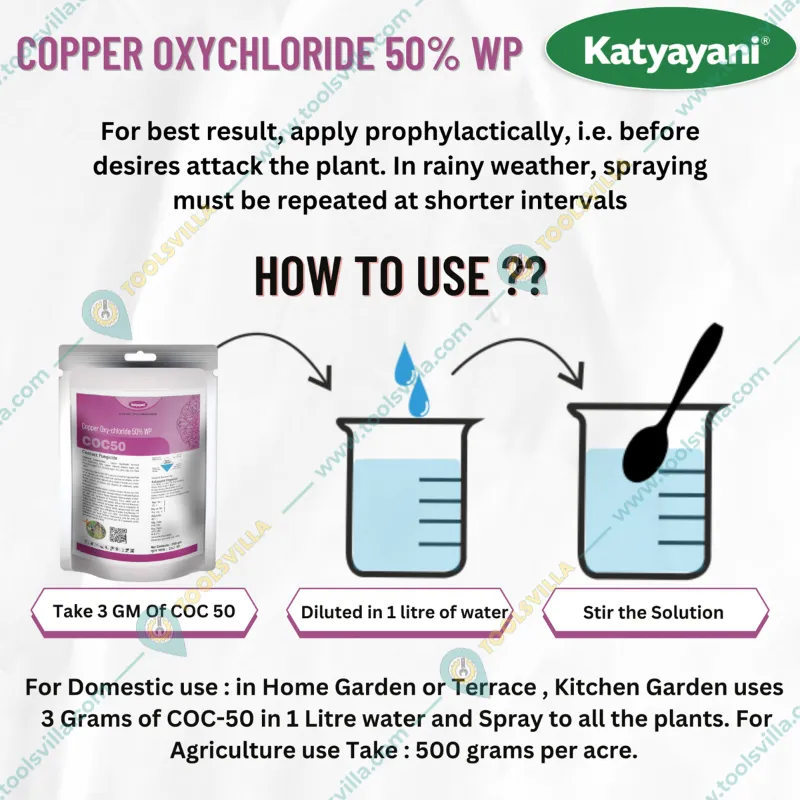 Katyayani COC 50 WP 50% Copper Oxychloride Chemical fungicide for Tea Plant, Brinjal, Potato, Tomato, fruits etc.(Pack-2 x 450 gm)