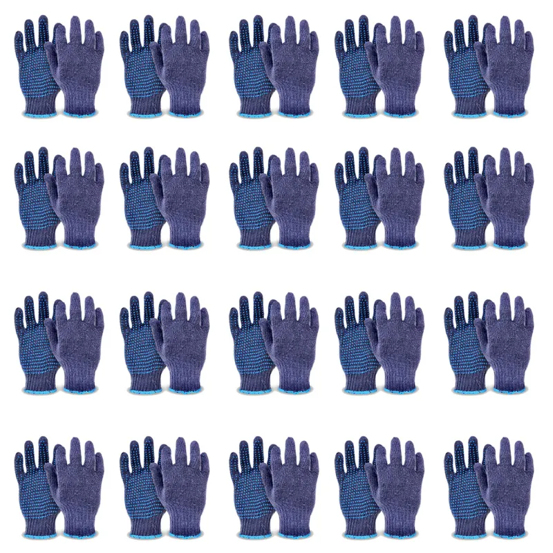 Gravitech Pair of 20 Cotton Knitted Dotted Safety Hand Gloves, Reusable, GI-HS-05