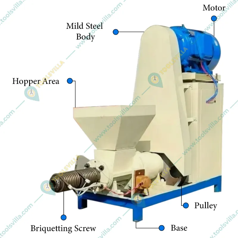 Commercial 15 HP Cow Dung Screw Type Bio Coal Briquetting Machine, 250 Kg/hr Output