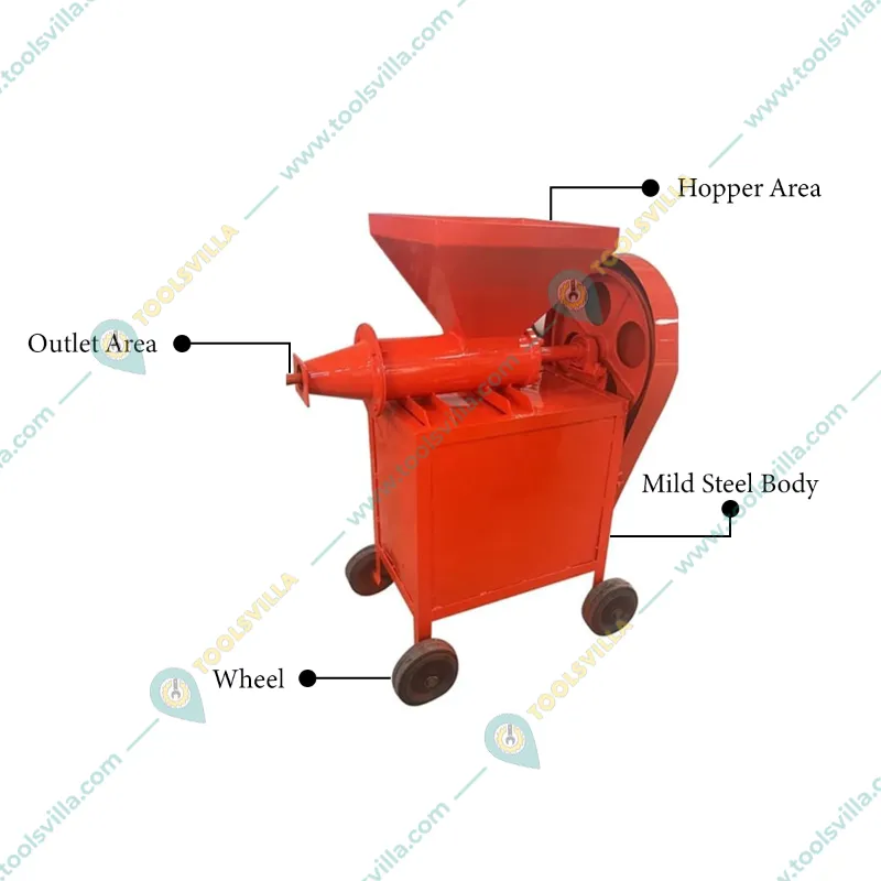 Semi Automatic 8 inch Cow Dung Log Making Machine With 5HP Motor