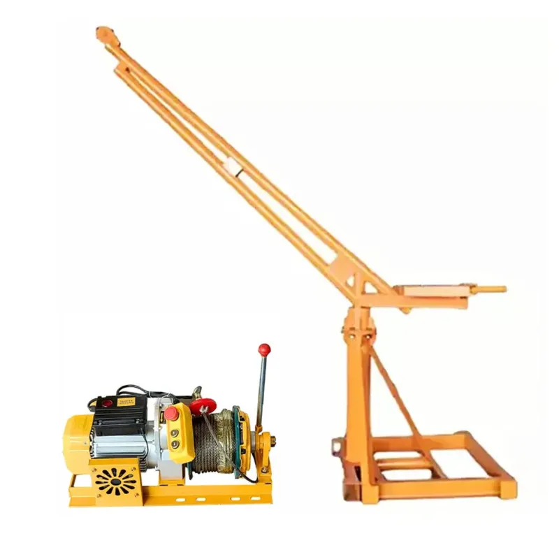HT 500 kg Capacity 360° Mini Crane with Electric Clutch Winch, 3 HP Copper Winding Motor, 10 mm & 50 Meter Rope