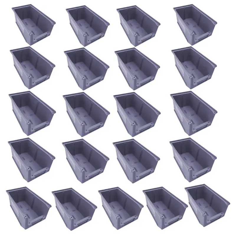 Global Star 230x150x120 mm HDPE Crate-25 Grey Storage Bins (Pack of 21) 