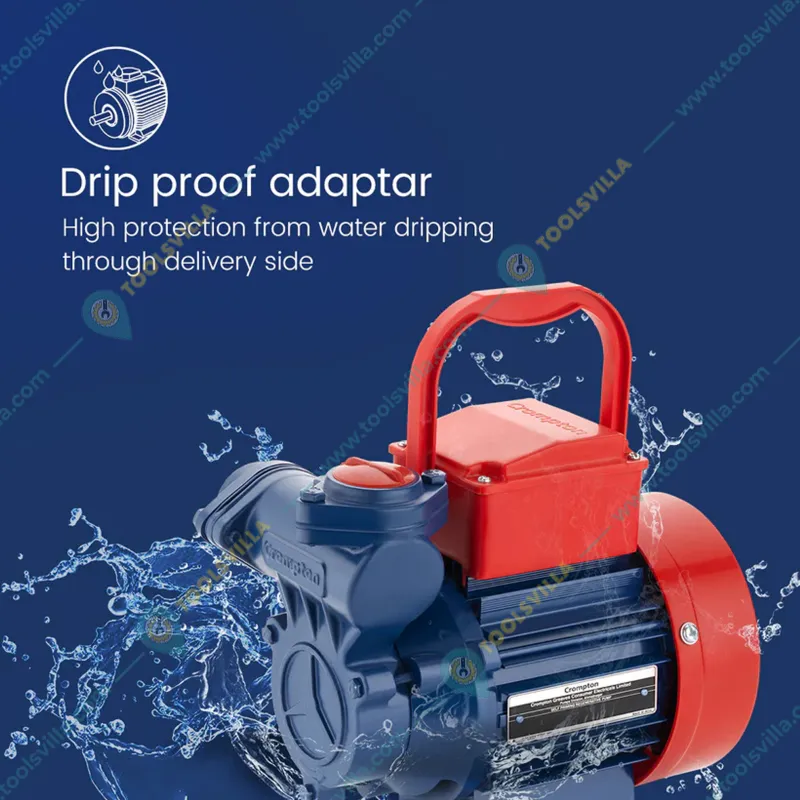 Crompton 0.5 HP Single Phase Self Priming Monoblock Pump, 69ft Max. Head, 25X25mm (CHAMP PLUS II) - 1 Year Warranty