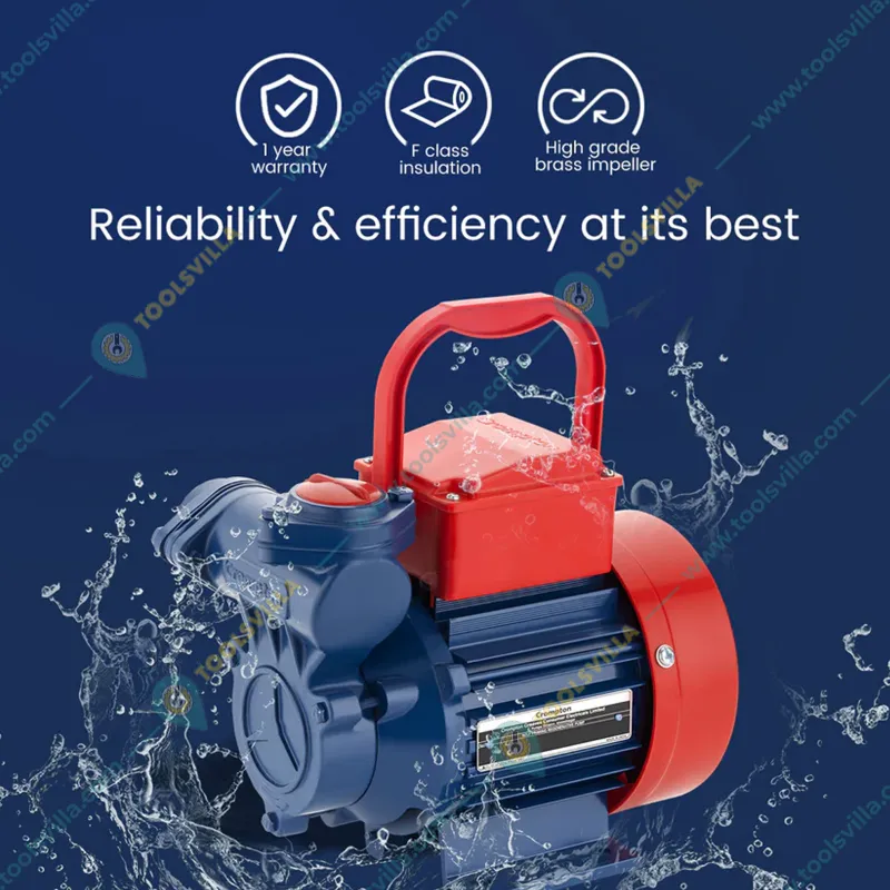 Crompton 0.5 HP Single Phase Self Priming Monoblock Pump, 69ft Max. Head, 25X25mm (CHAMP PLUS II) - 1 Year Warranty