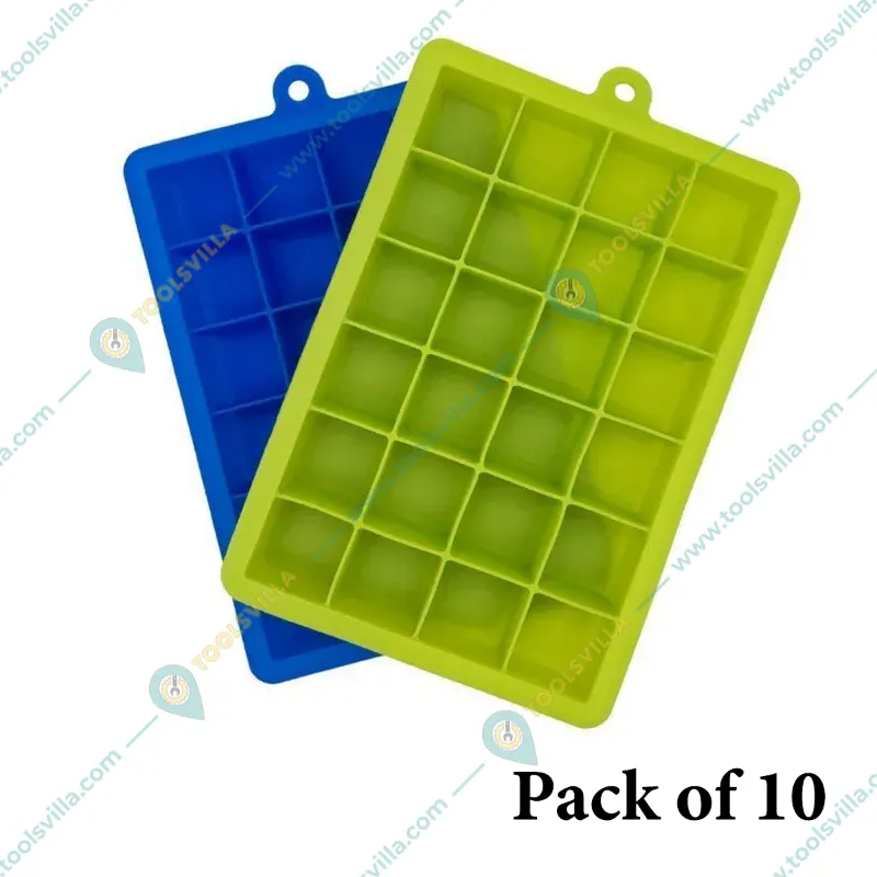 Pack of 10 Cube Shape Silicone Mould for Chocolate, Truffles, Ganache, Jelly, Praline, Brownie, Butter, Ice Cube Tray 