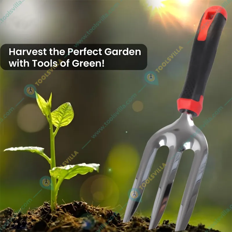 Jaiveer Garden Tools Set of a Trowel, Transplanter, Garden Fork, Cultivator and Weeder | Used for Small-Scale Gardening