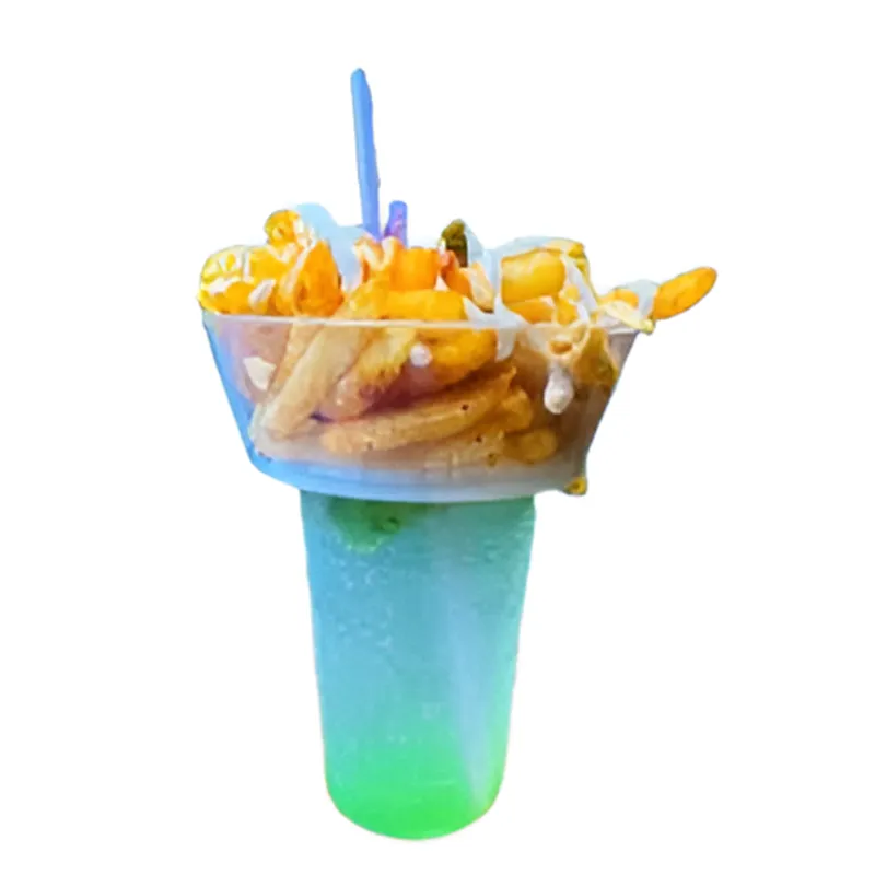 100 pcs, Disposable Hotpot Plastic Drink Cup Bowl with Top Snack Tray Lids