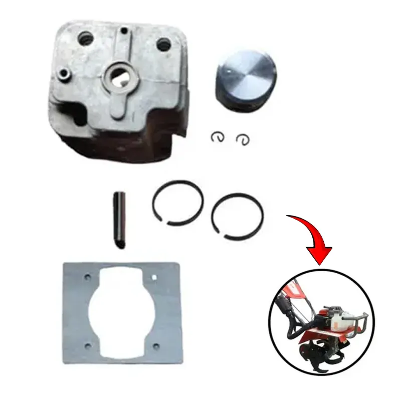 Cylinder & Piston Kit with Gasket, Rings and G Lock for 3HP Petrol Power Tiller  63/68 CC
