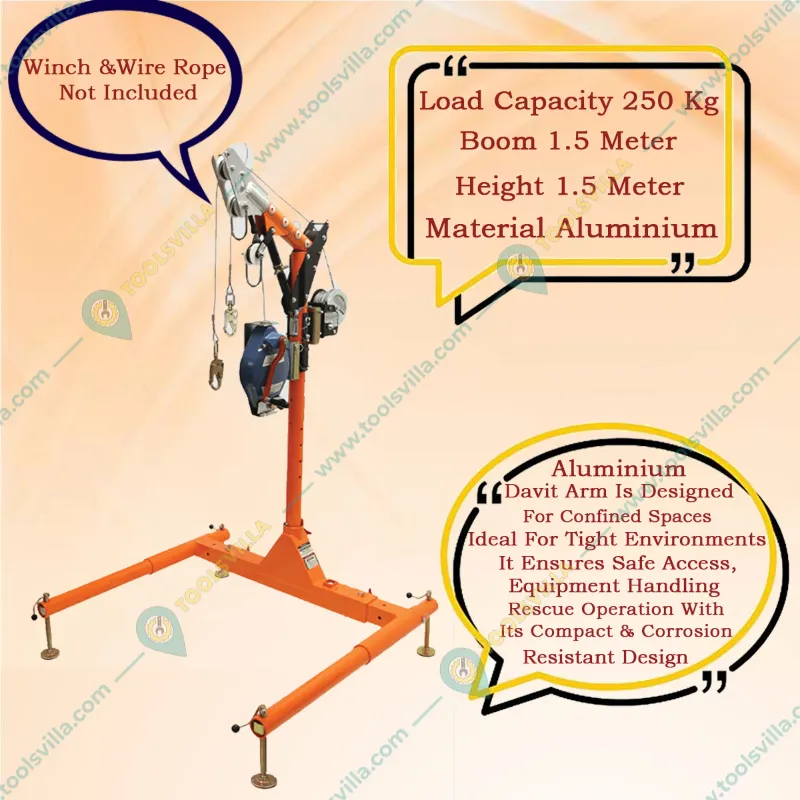 Heavy Duty 250 Kg Load Capacity Aluminium Body Confined Space Davit Arm