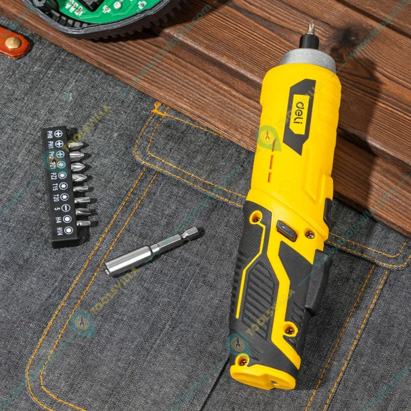 Deli 1/4 Inch 3.6V Lithium-Ion Cordless Screwdriver with Accessories (DL-DP04-E2B1)