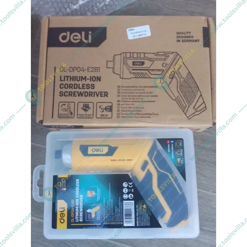 Deli 1/4 Inch 3.6V Lithium-Ion Cordless Screwdriver with Accessories (DL-DP04-E2B1)