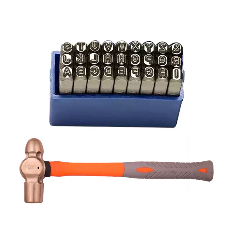 De Neers Hand Tools Combo of 10 mm Letter Punch (A to Z) And 230g Al-Br. Ball Pein Hammer With Handle