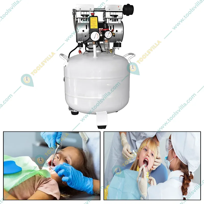 40 Litres Dental Oil Free Sound Less Air Compressor with 1 HP Motor, 8 Bar Max. Pressure and 135 LPM Max. Flow Rate