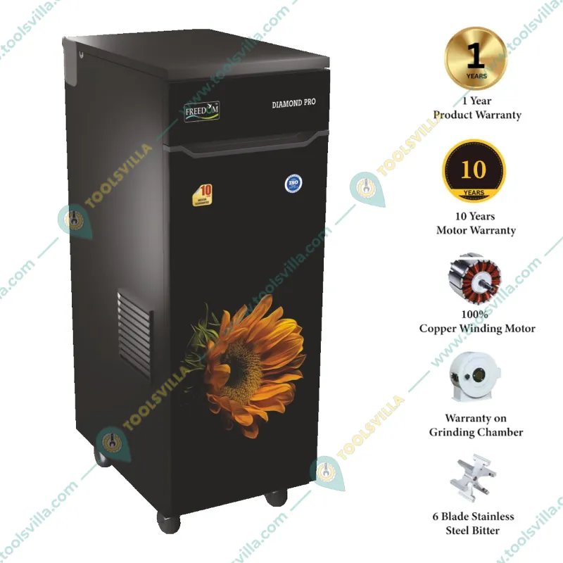 FREEDOM Diamond Pro Sunflower 1 HP Flour Mill/Atta Chakki/ With 10 Years Warranty on Motor
