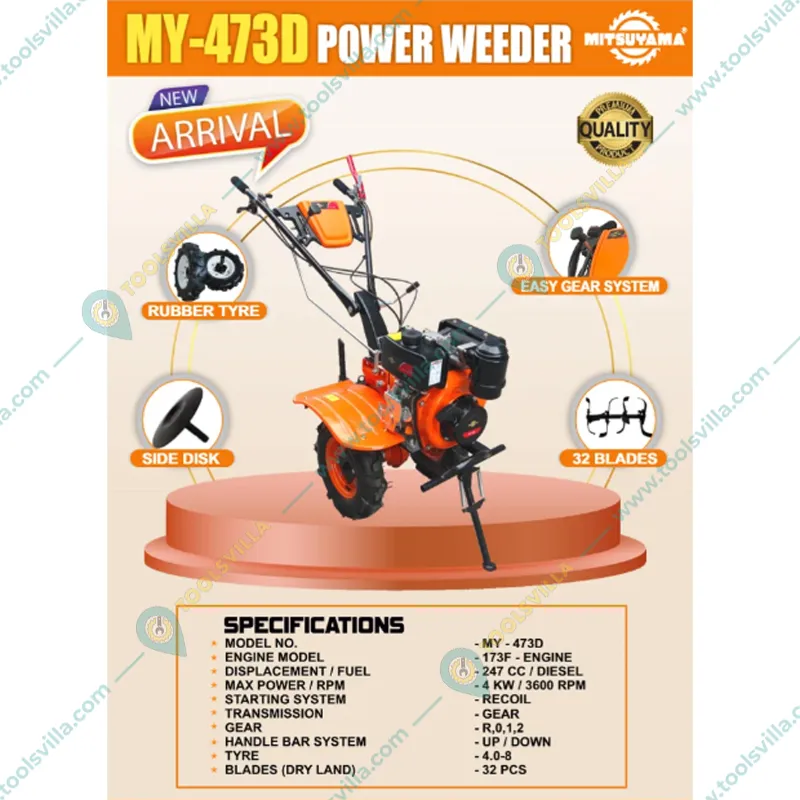 MITSUYAMA MY-473D, 4-Stroke 7HP Diesel Power Weeder 