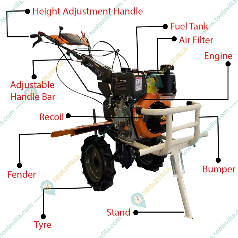 Mitsuyama 685D, 10 HP Diesel Power Tiler With 406 cc KAMA Engine, for Agriculture for Garden & Agriculture, Weeding in All Types of Crops & Gardens