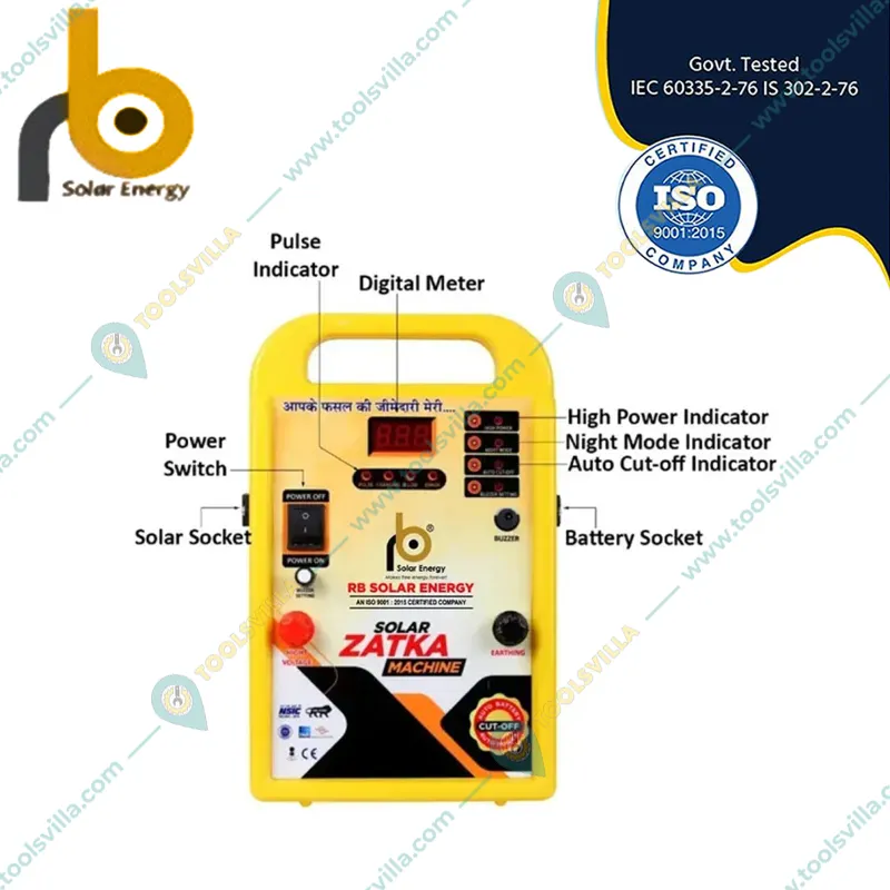 RB Solar 10 KV Digital Model Solar Zatka Machine to Cover 50 Acre Area with Inbuilt Battery Storage