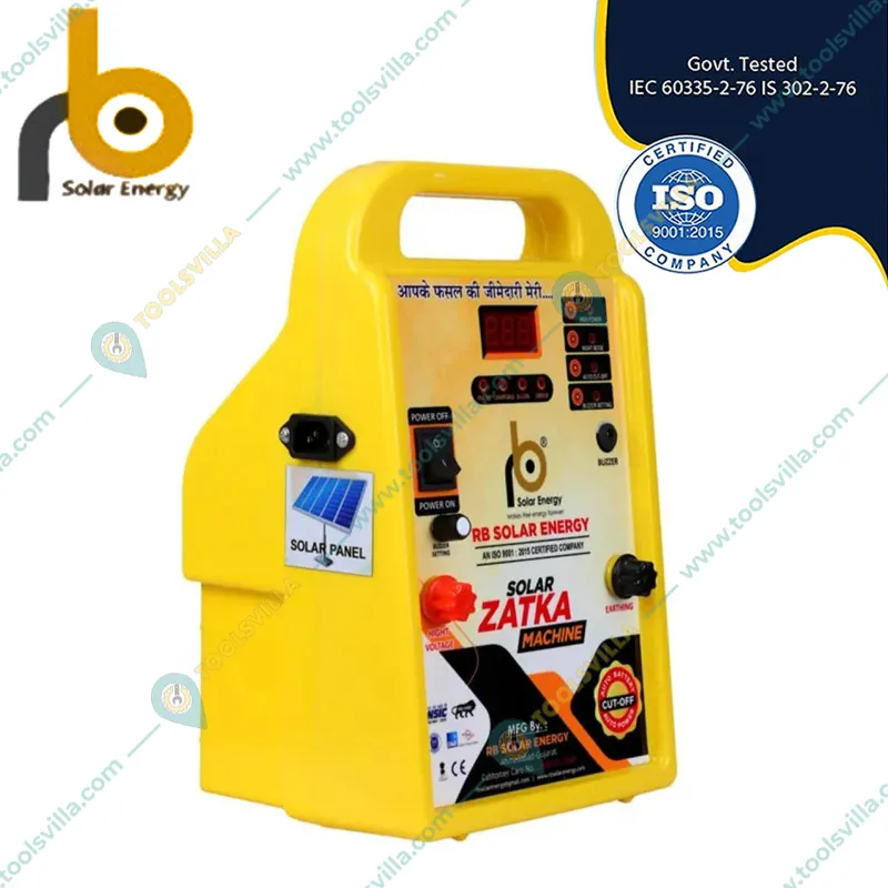 RB Solar 10 KV Digital Model Solar Zatka Machine to Cover 50 Acre Area with Inbuilt Battery Storage