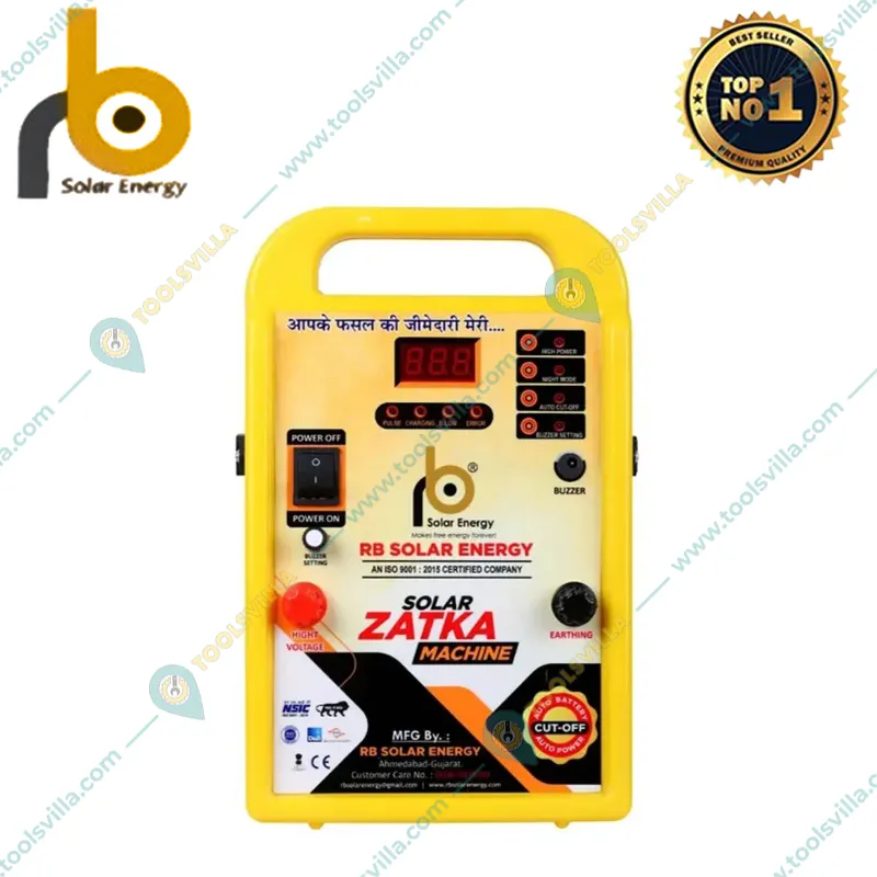 RB Solar 10 KV Digital Model Solar Zatka Machine to Cover 50 Acre Area with Inbuilt Battery Storage