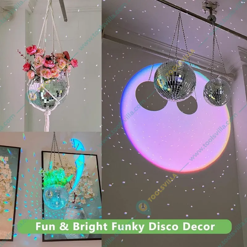 Ecofynd 6 Inch Hanging Disco Ball Planter and White Cotton Macrame Plant Hanger for Home Décor(POT030)
