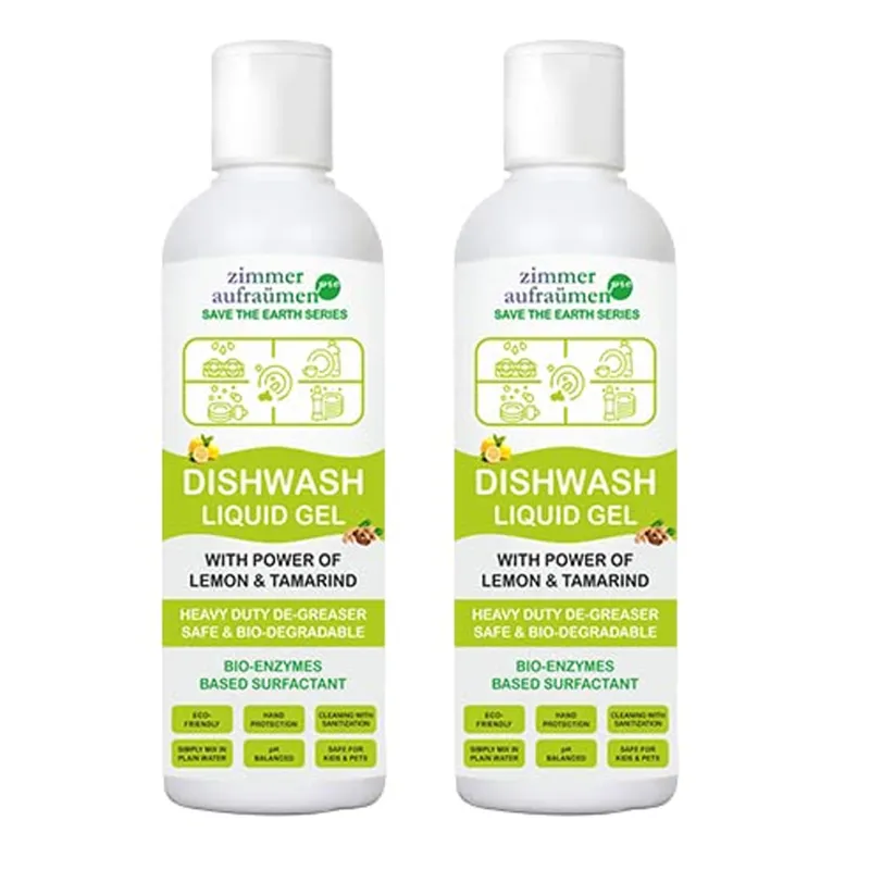 2 Pack of Zimmer Aufraumen Pro (450ml x 2pcs) Plant-Based Dishwash Liquid Gel with Power of Lemon & Tamarind