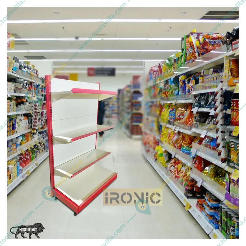 Ironic 5 feet x 3 feet 4 Shelves Slotted Channel Display Rack For Multipurpose Uses 