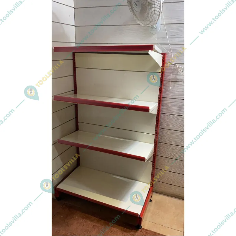 Ironic 5 feet x 3 feet 4 Shelves Slotted Channel Display Rack For Multipurpose Uses 