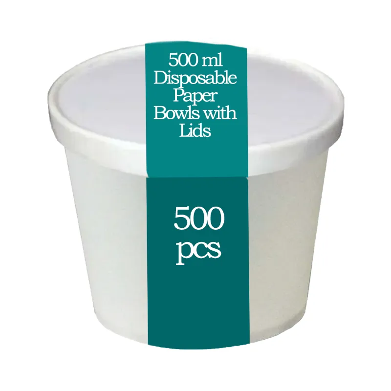 Eco-Friendly Safe & Hygienic Disposable Paper Bowls with Lids, 750 ml (500 Pcs)