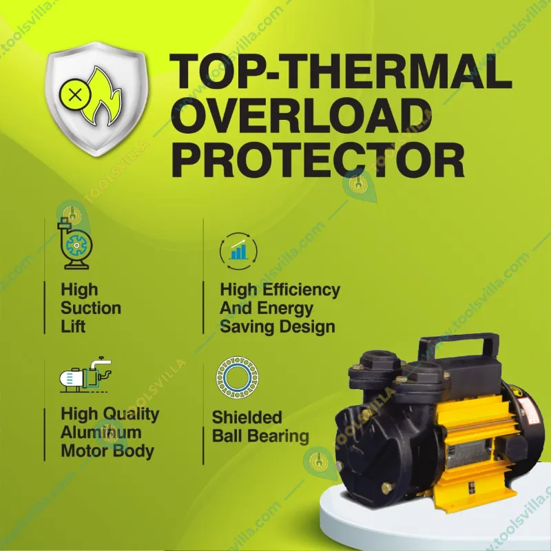 Kirloskar 1 HP Single Phase Self Priming Monoblock Pump, 50m Max. Head, 25X25mm (V FLOW-1) - 1 Year Warranty