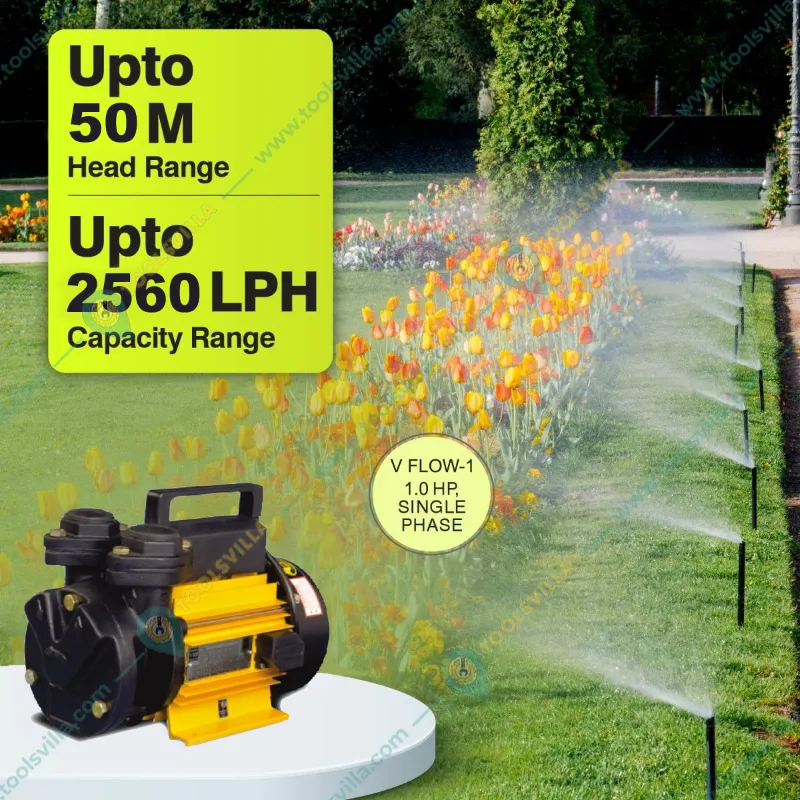 Kirloskar 1 HP Single Phase Self Priming Monoblock Pump, 50m Max. Head, 25X25mm (V FLOW-1) - 1 Year Warranty