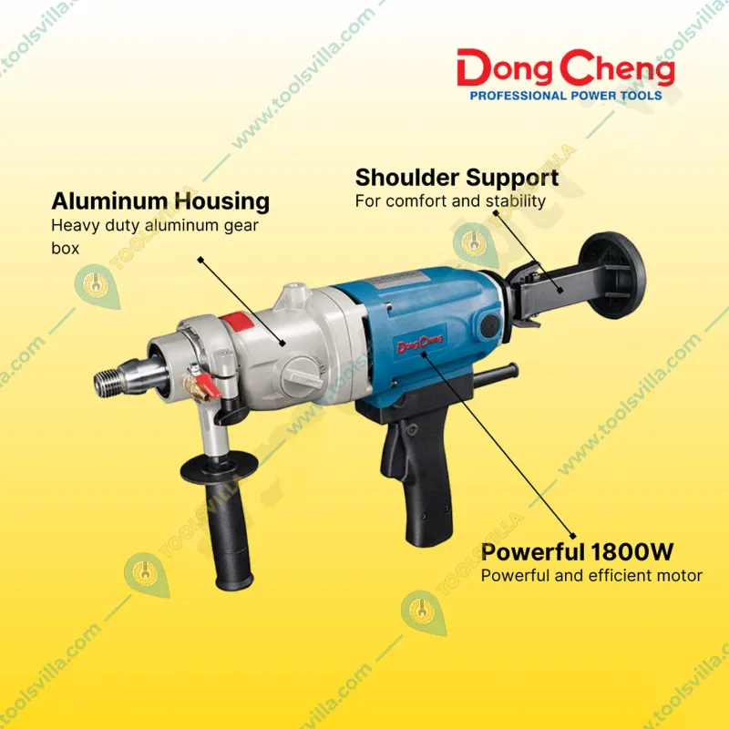Dongcheng 190 mm 1800 Watt Diamond Core Drill Machine with Water Source & Accessories, 3300 RPM (DZZ190)