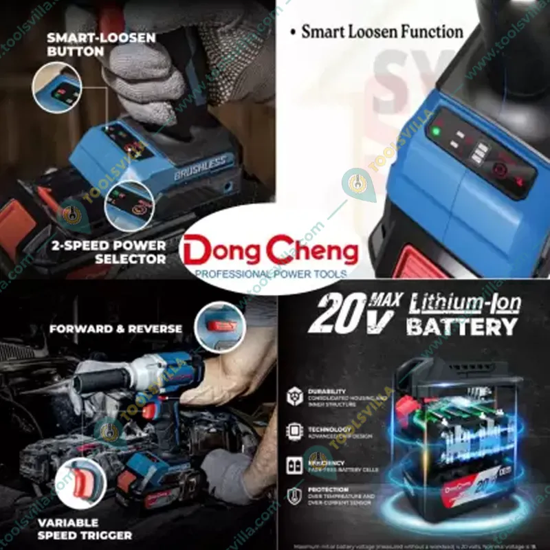 Dongcheng 12.7 mm (1/2") 20V Cordless Impact Wrench with battery, Charger & Accessories (DCPB298)