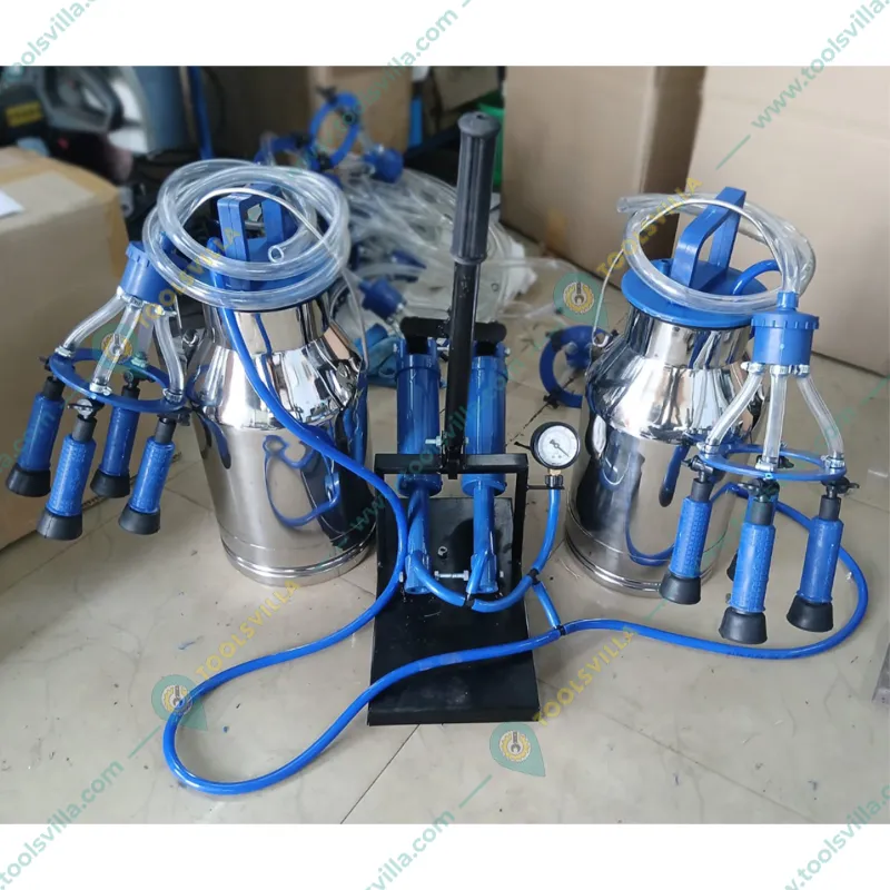 Double Bucket Hand Operated Milking Machine With 12x2 Liters SS Bucket for Cows & Buffaloes