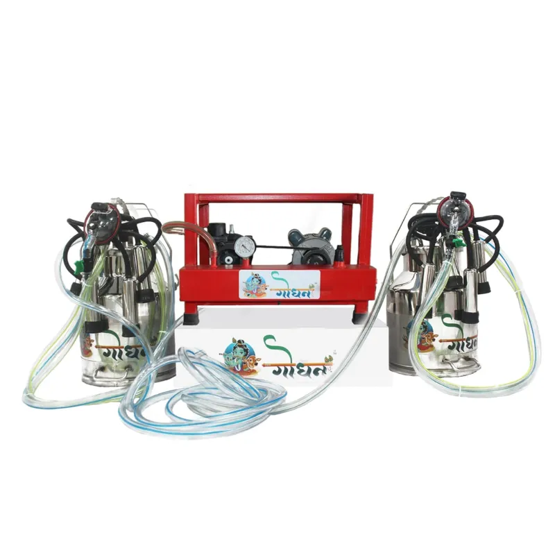 Godhan GS 350 Oil Double Power Double Bucket Milking Machine, Stainless Steel Buckets (for 30-35 Cows and Buffaloes)