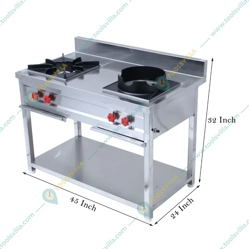 Commercial Stainless Steel Double Indian and Wok Burner Gas Bhatti