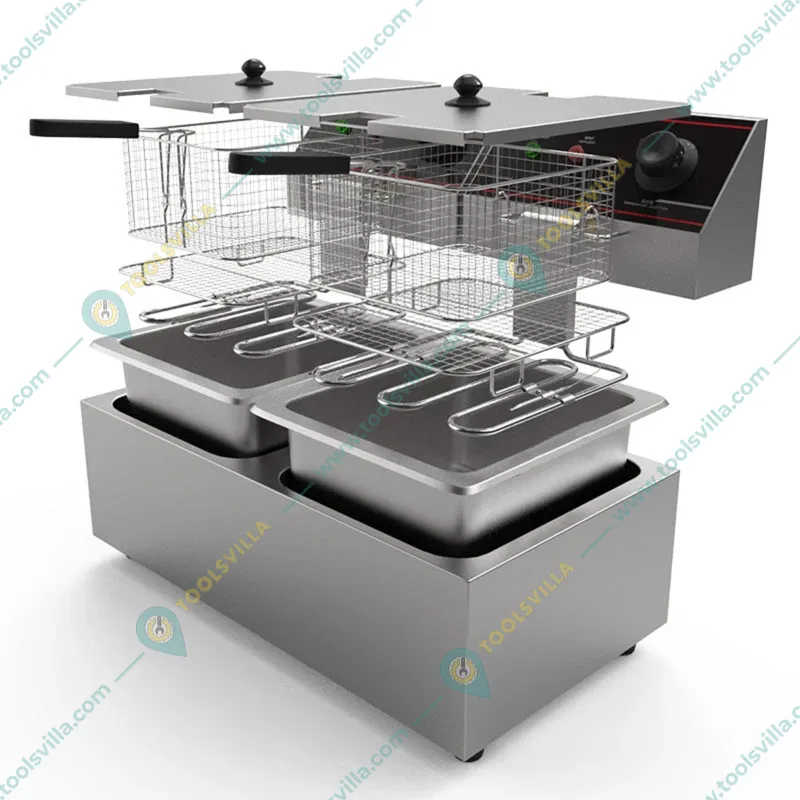 Commercial Stainless Steel Double Deep Fryer 6+6 Litres