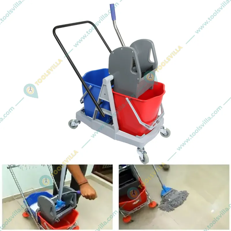 Heavy Duty 34 Liters Double Mop Wringer Trolley With Down Press 