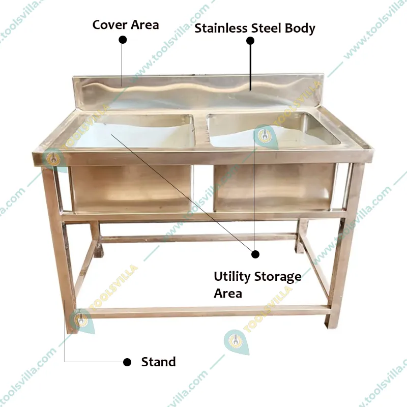 Stainless Steel Double Utility Sink for Commercial Purposes