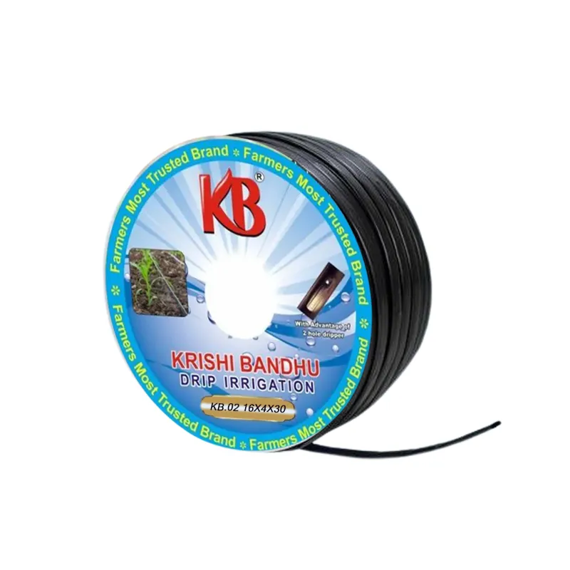 Krishi Bandhu 16 mm, 900 meter Flat Inline Drip Lateral Pipe with 30 cm Hole Spacing and 0.2 mm Thickness | 4 LPH