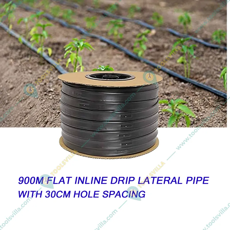 Krishi Bandhu 16 mm, 900 meter Flat Inline Drip Lateral Pipe with 30 cm Hole Spacing and 0.2 mm Thickness | 4 LPH