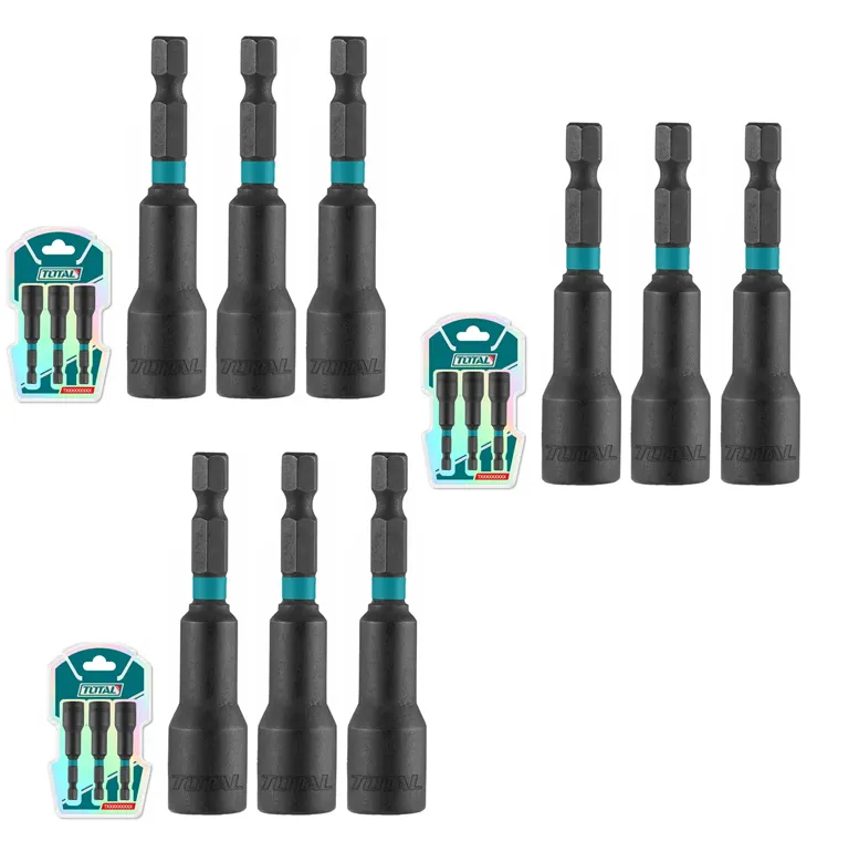 Total 3pcs 10 mm Magnetic Nut Driver Bit Set 65mm Long (TAC271031) - Pack of 3