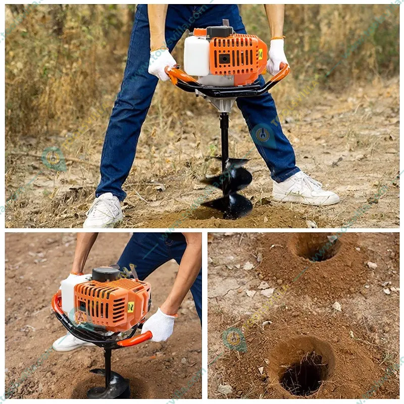 Heavy Duty 2-stroke, 2.6 HP 52-cc with 4 and 10 inch Drill Bit For Earth Auger/ Post Hole Digger Machine