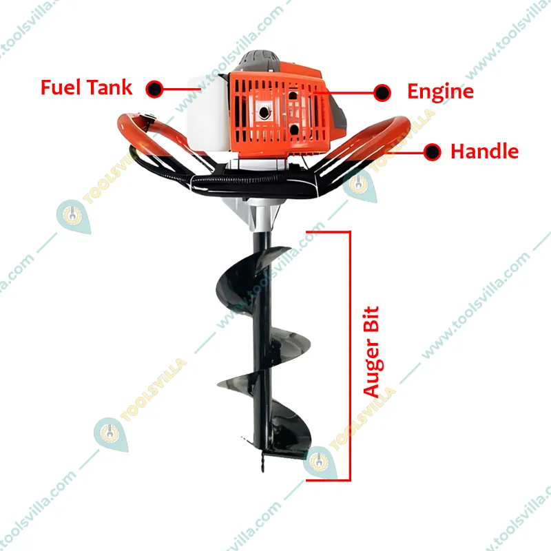 Heavy Duty 63-cc Earth Auger Engine with 304.8 mm (12 inch) Drill Bit For Earth Auger/ Post Hole Digger Machine