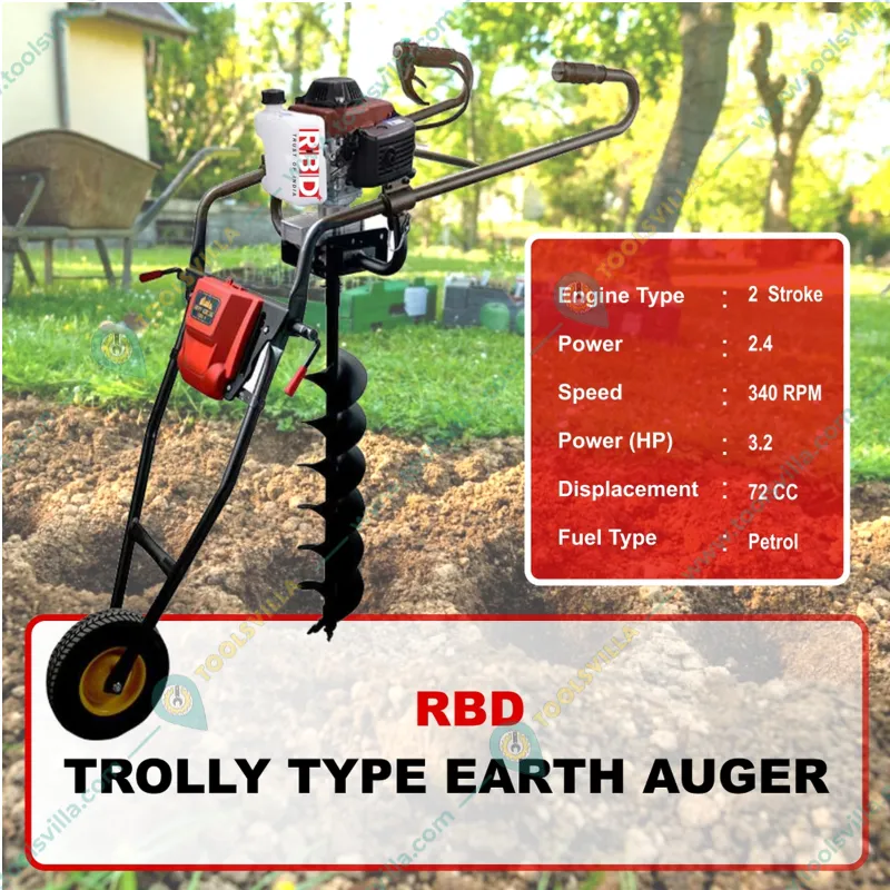 RBD 72CC Trolley Type Earth Auger with 8 & 12 inch  Auger Bit With 2 years Warranty