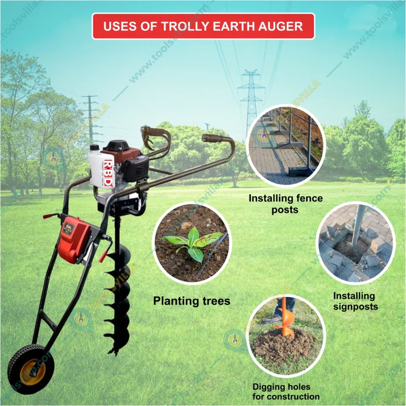 RBD 72CC Trolley Type Earth Auger with 8 & 12 inch  Auger Bit With 2 years Warranty