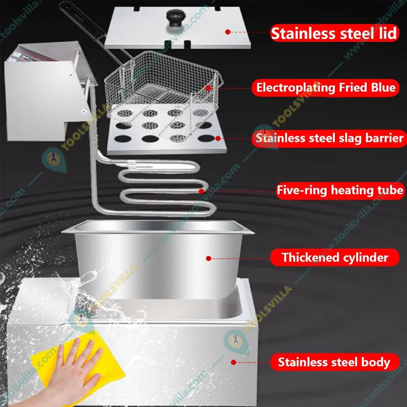 Commercial 4L Electric Deep Fryer 2000W, SS Body