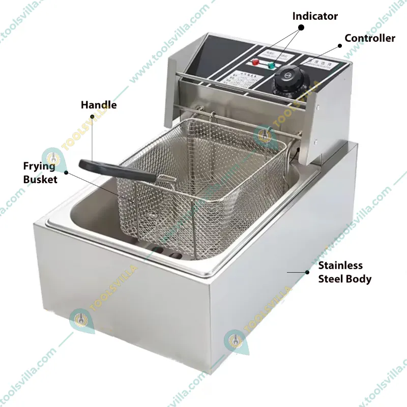 Commercial 4L Electric Deep Fryer 2000W, SS Body