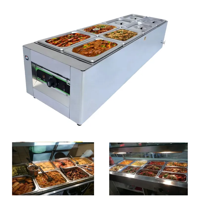 ADORMA BM 32, 8x4 Liter SS Bain Marie 8 Pot, 1200W  (32 Liters) For Buffet Purpose with 1 Year Warranty