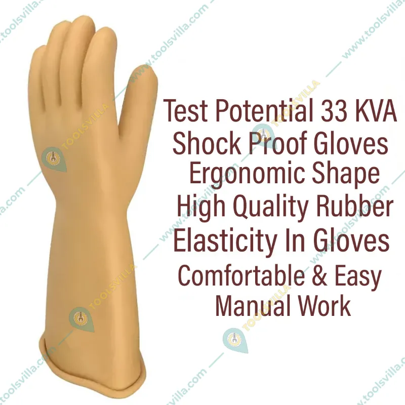 Premium Quality 33KV 7500V Working Potential Electrical Insulating Rubber Safety Gloves(Pack-1)