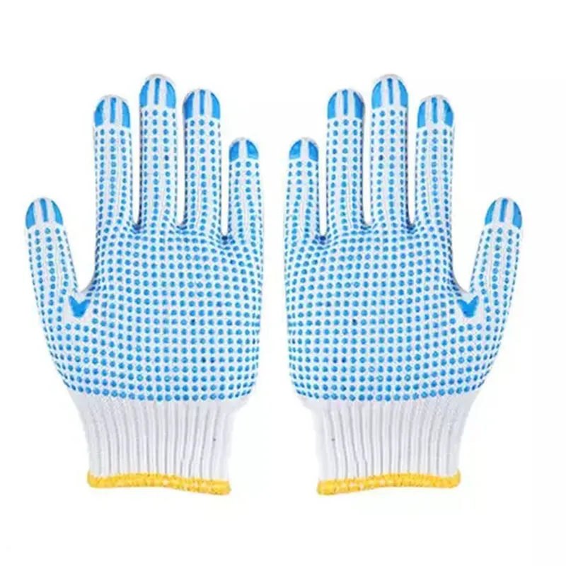 Super Safety Cotton Knitted Double Side Dotted Safety Hand Gloves(Color-White,Pack-12)
